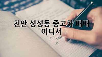 천안 성성동 중고차 매매, 어디서?